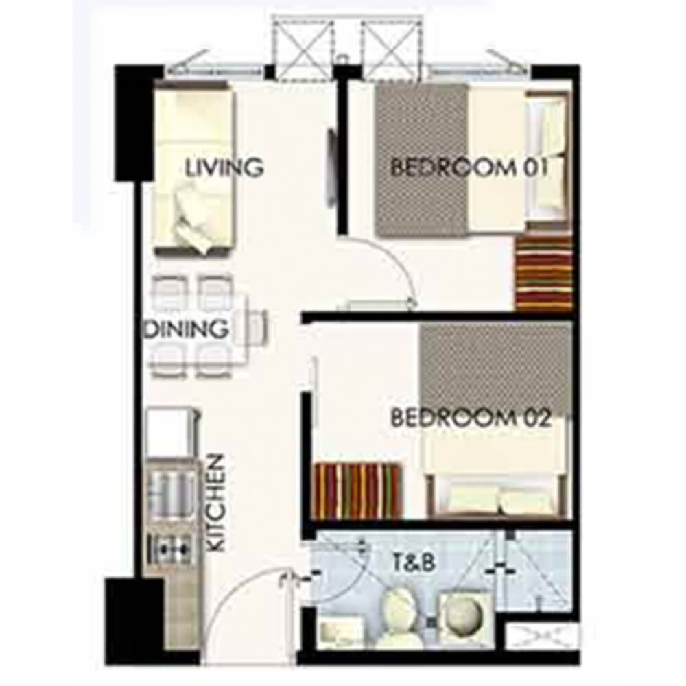2-bedroom unit with balcony ± 28.52 sqm